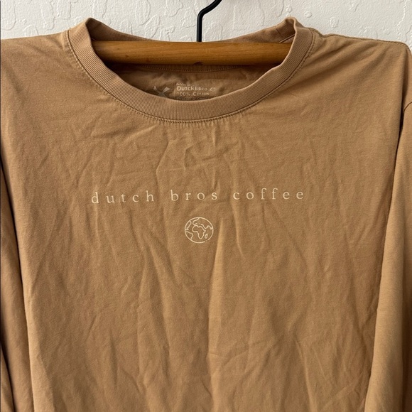 Dutch Bros Camel Tan Change The World Graphic Long Sleeve 100% Cotton Unisex M - Picture 2 of 5